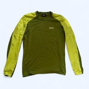 Long sleeve green cycling jersey with lime green sleeves size M by Rapha
